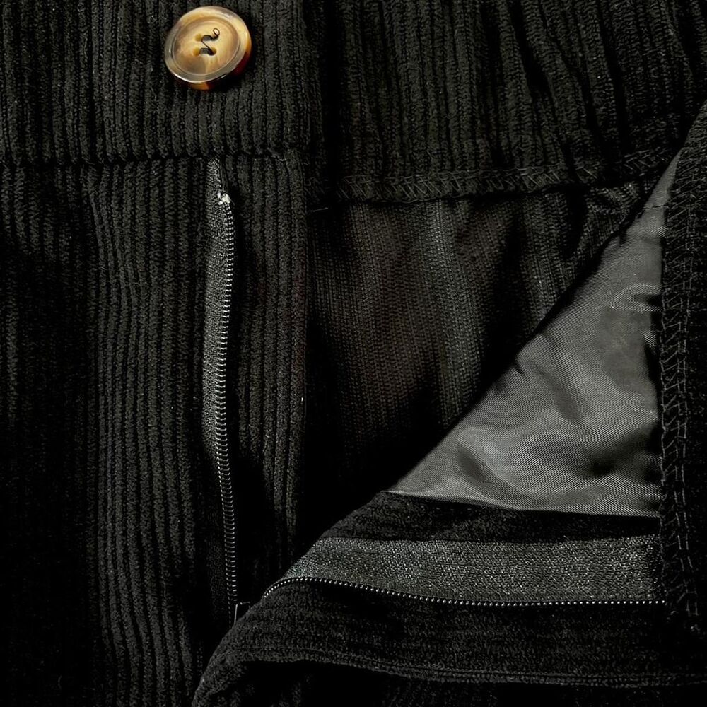 Black Corduroy Straight Leg Pants High Rise Pleated Women’s Medium - Picture 5 of 8